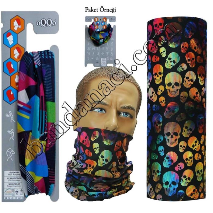 buff, bandana, boyunluk, colorfull skull tema-185