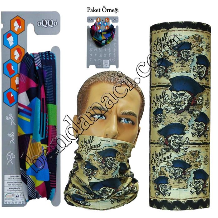 buff bandana, boyunluk skull island tema-204
